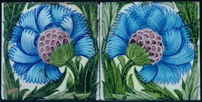 Tiles with Persian style floral design by William de Morgan